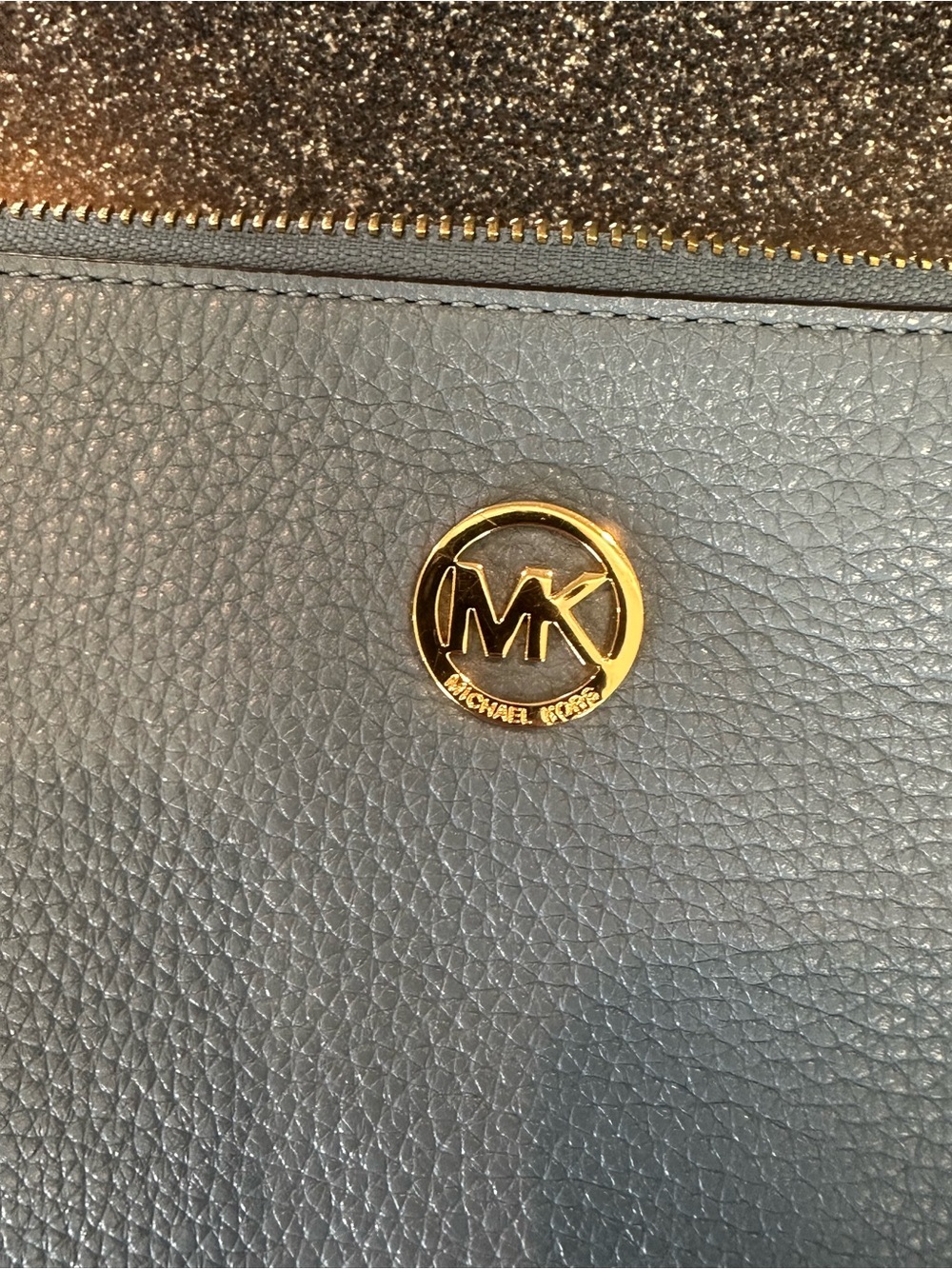 Blue Leather Michael Kors Wristlet Clutch with Gold Accent - Picture 10 of 10